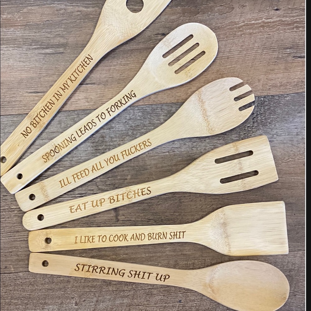 6 pc laser engraved cooking utensils set